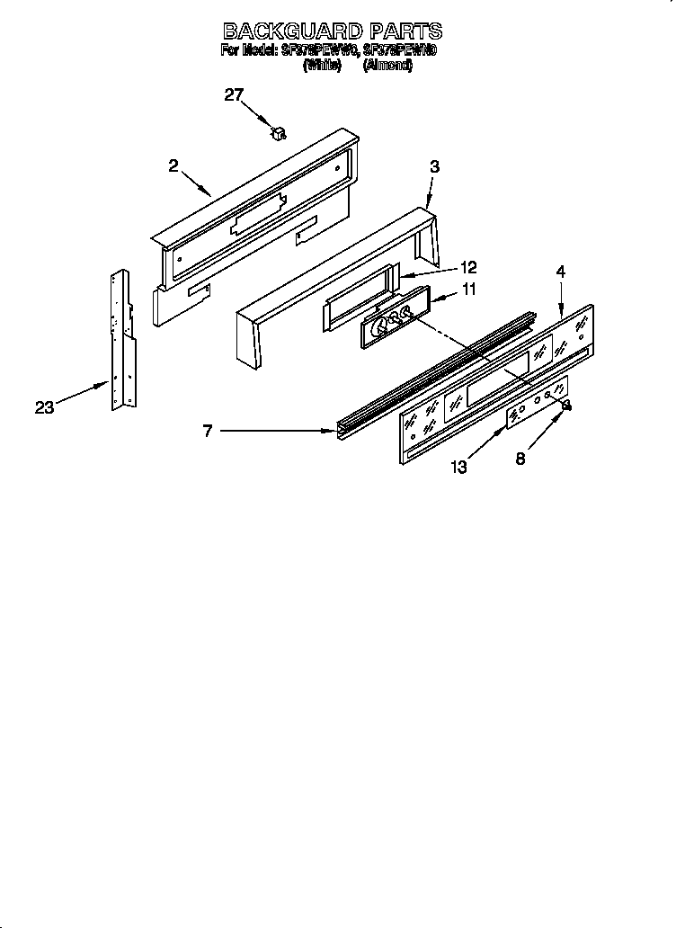 Whirlpool SF378PEWN0 backguard diagram