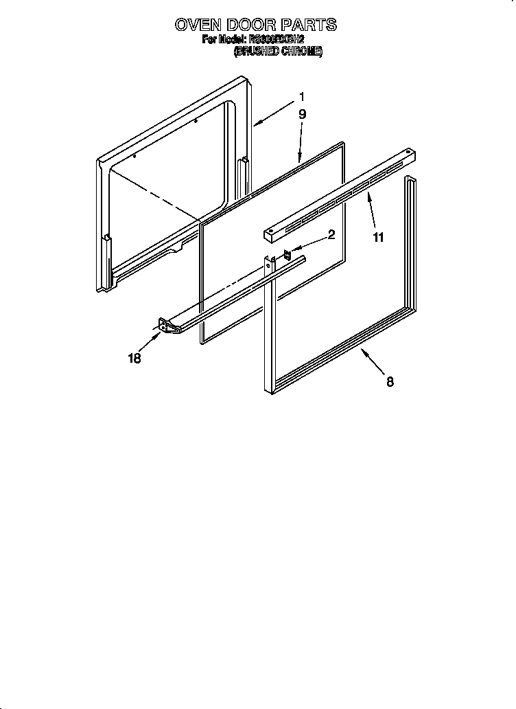 Whirlpool RS600BXBH2 oven door diagram