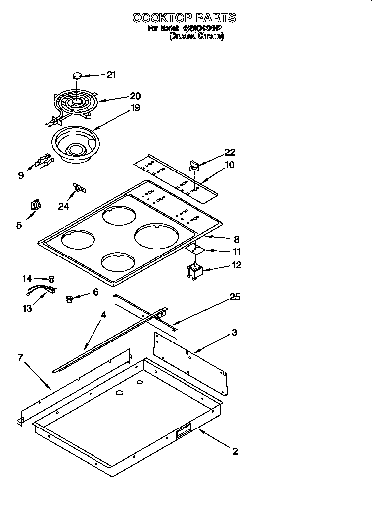 Whirlpool RS660BXBH2 cooktop diagram