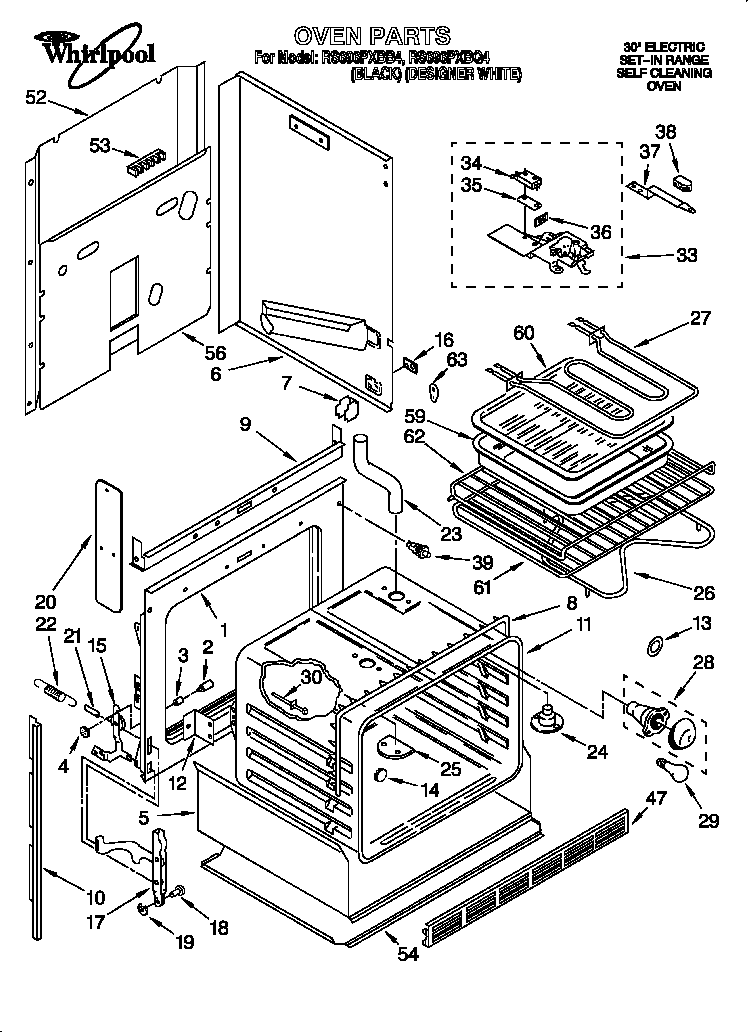 Whirlpool RS696PXBB4 oven diagram