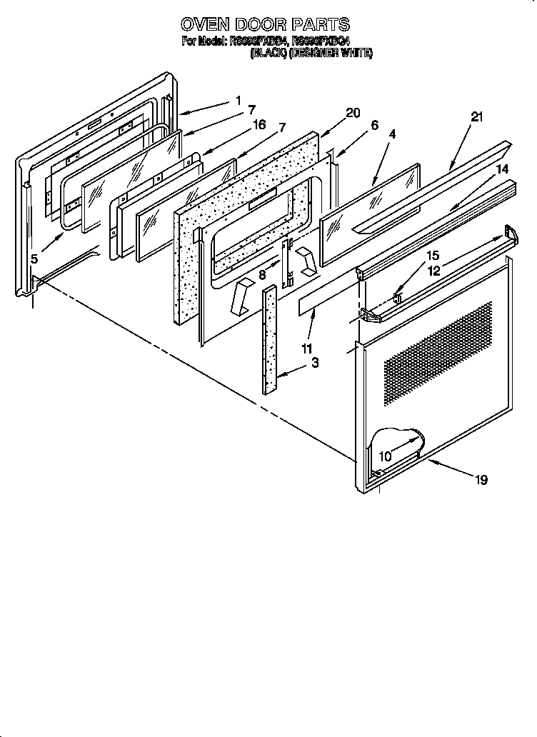Whirlpool RS696PXBB4 oven door diagram