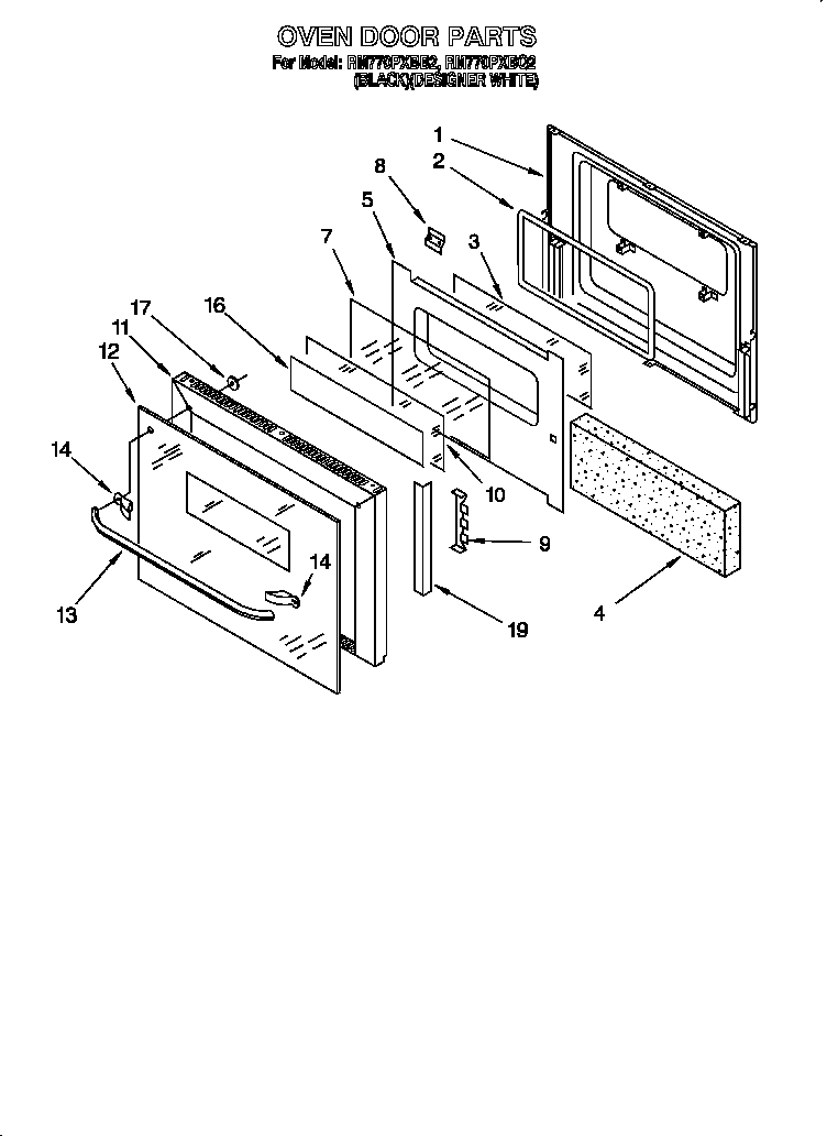 Whirlpool RM770PXBQ2 oven door diagram