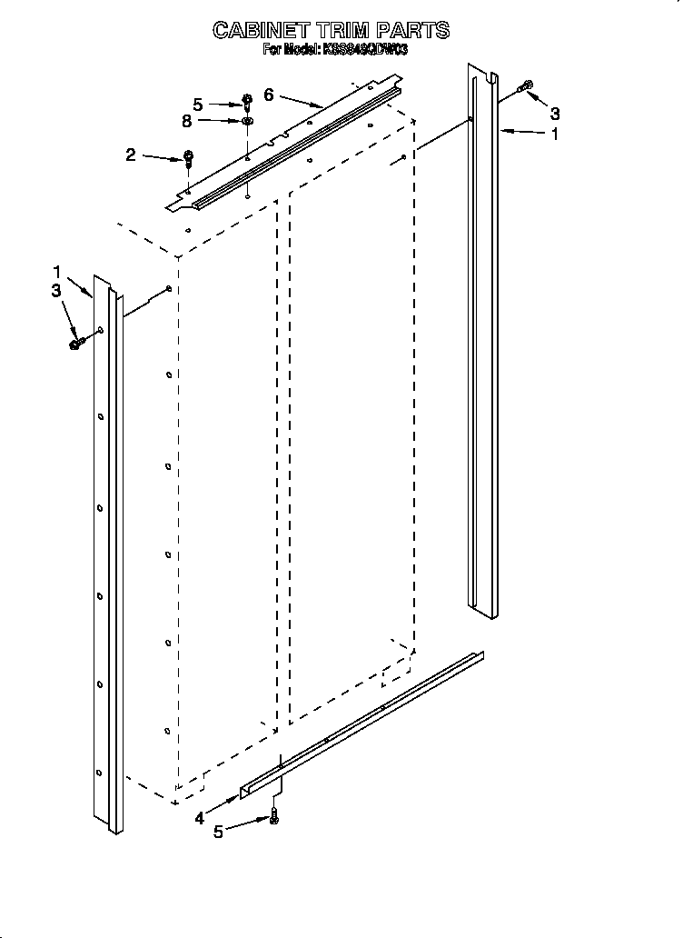 KitchenAid KSSS48QDW03 cabinet trim diagram