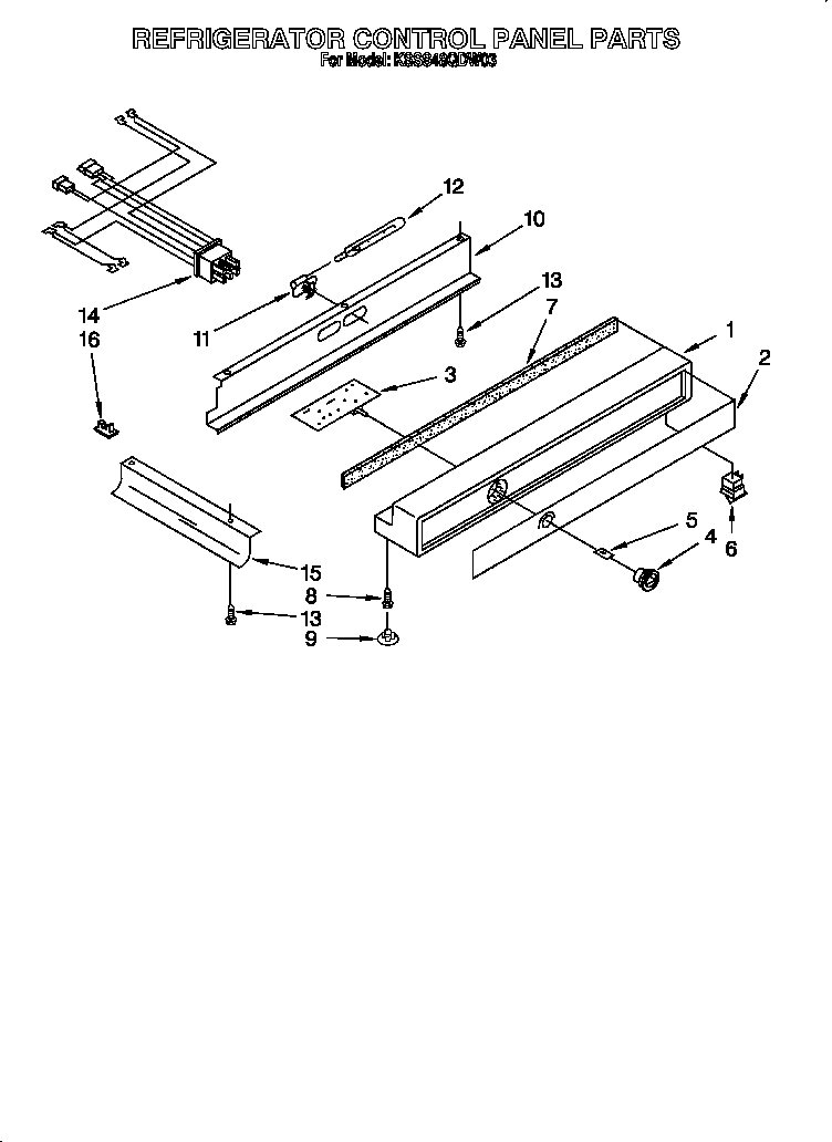 KitchenAid KSSS48QDW03 refrigerator control panel diagram