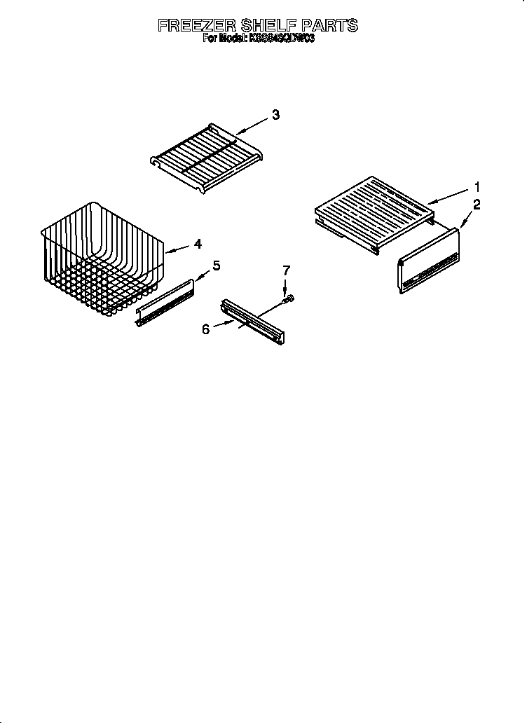 KitchenAid KSSS48QDW03 freezer shelf diagram