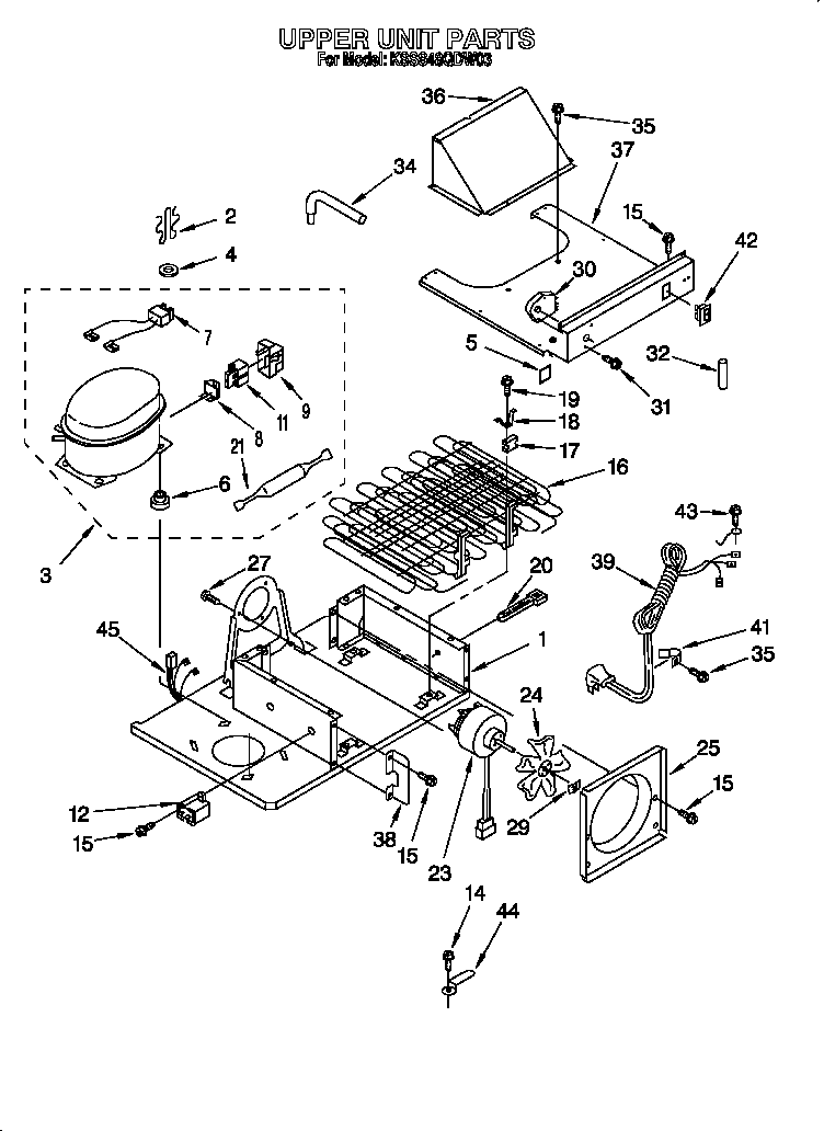 KitchenAid KSSS48QDW03 upper unit diagram