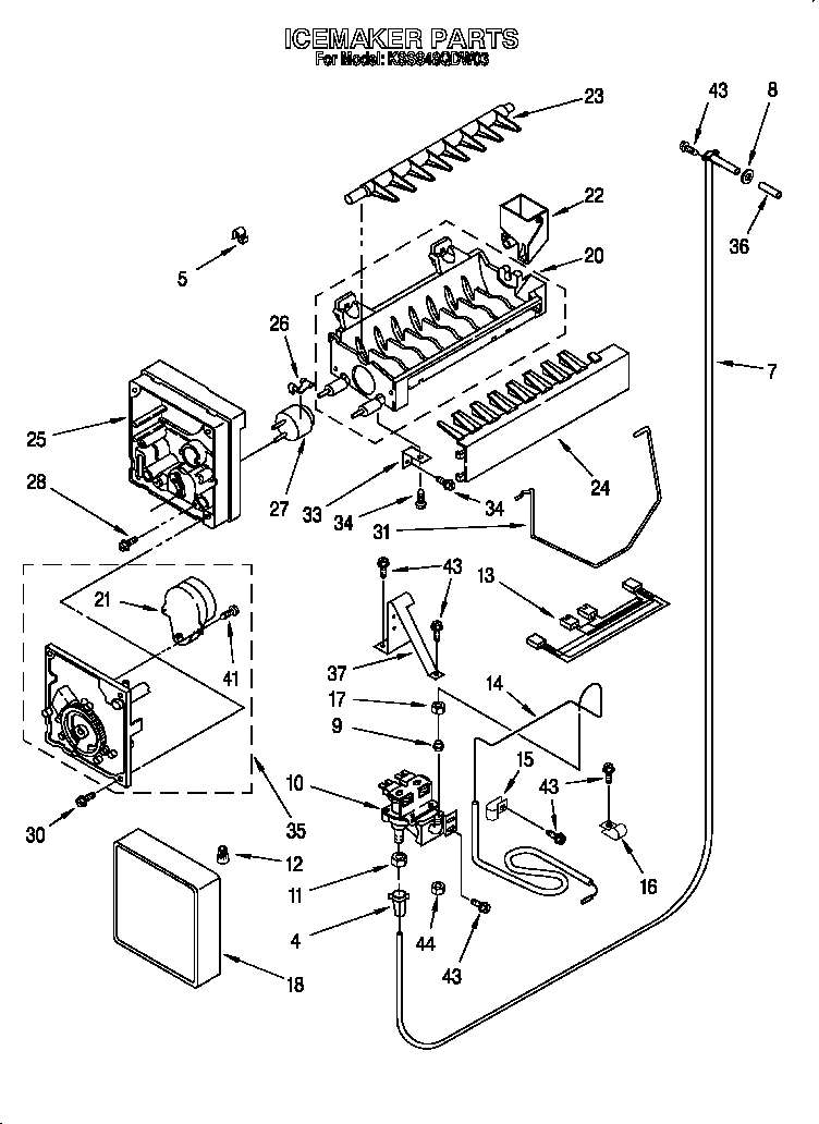 KitchenAid KSSS48QDW03 icemaker diagram