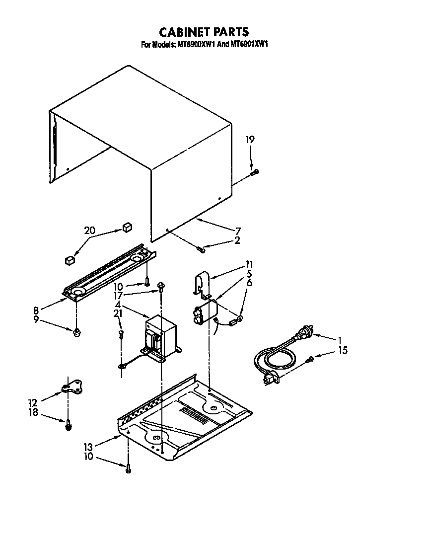 Whirlpool MT6900XW1 cabinet diagram