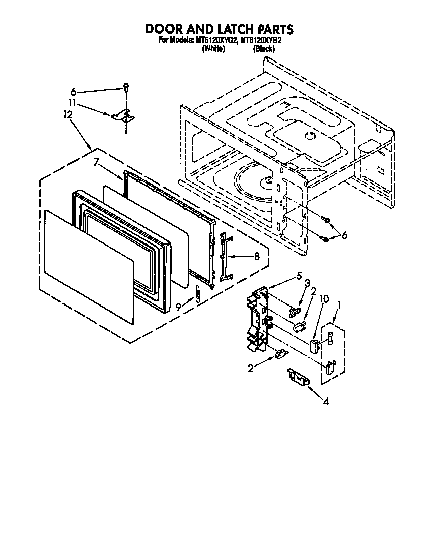 Whirlpool MT6120XYQ2 door and latch diagram