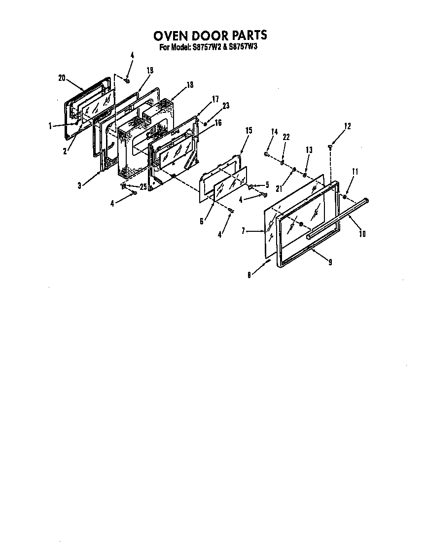 Roper S8757W2 oven door diagram