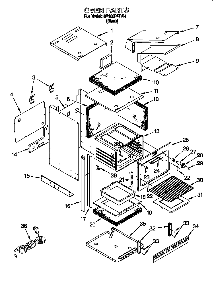 Whirlpool SB100PEDB4 oven diagram