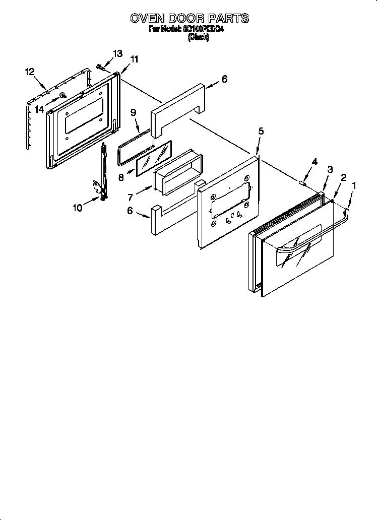 Whirlpool SB100PEDB4 oven door diagram