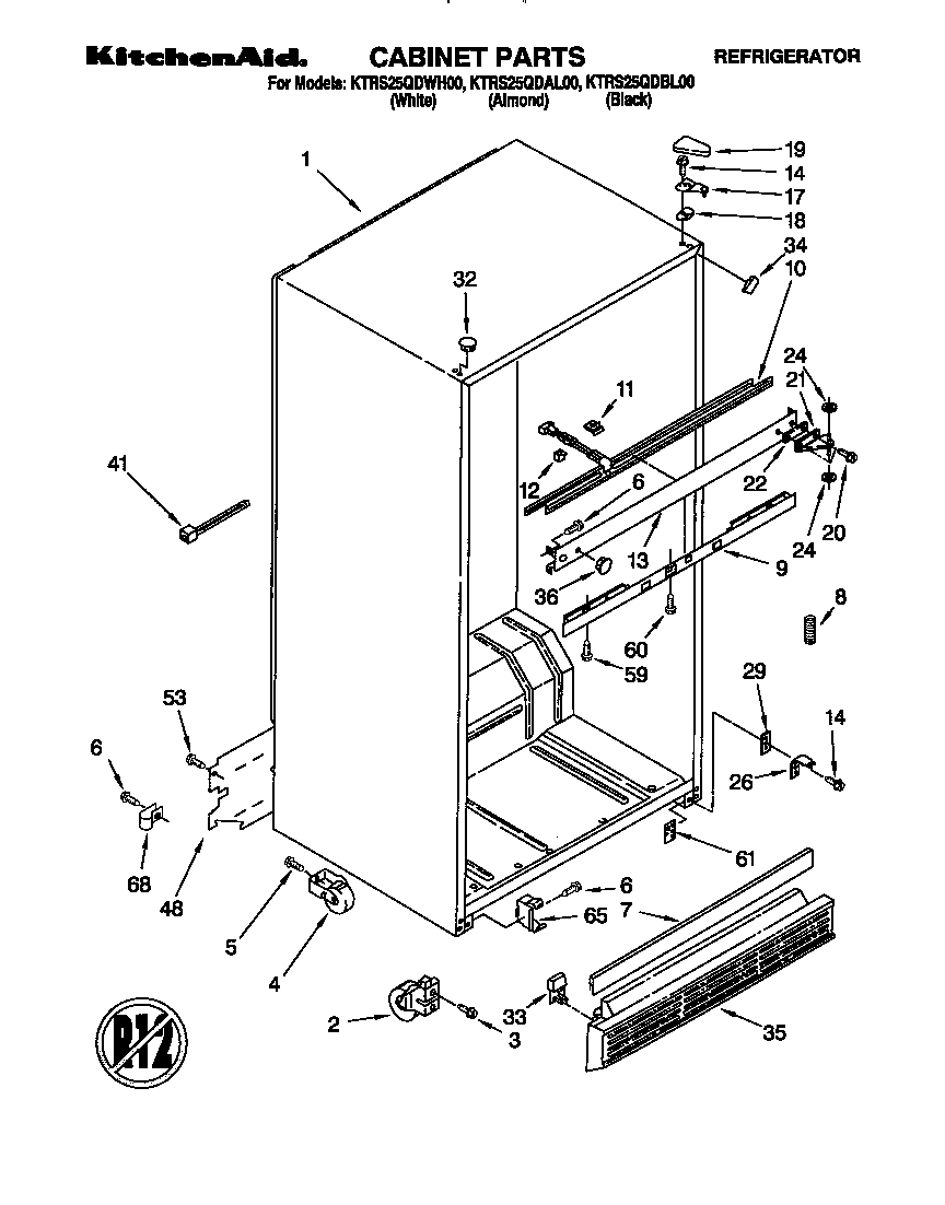 KitchenAid KTRS25QDBL00 cabinet diagram