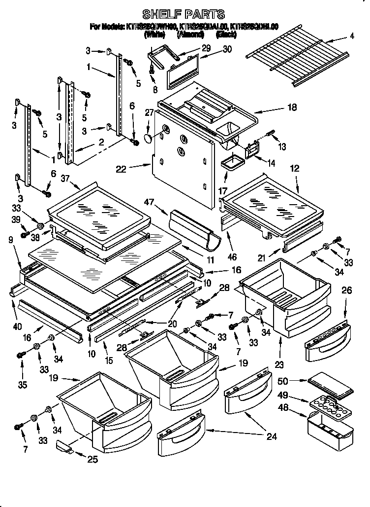 KitchenAid KTRS25QDBL00 shelf diagram