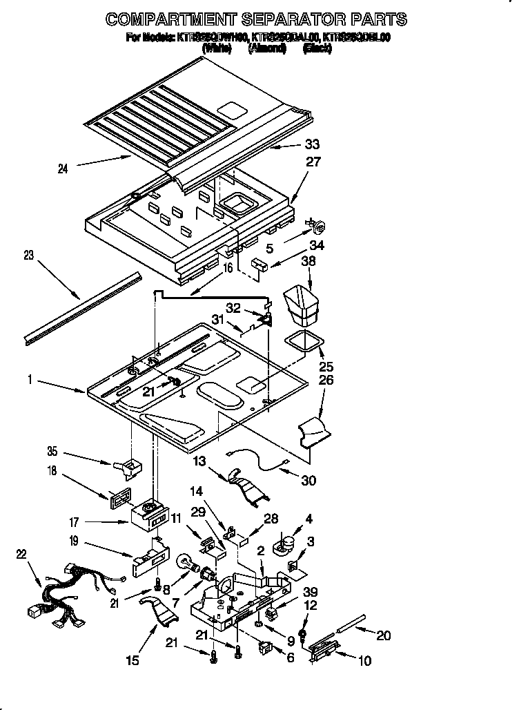 KitchenAid KTRS25QDBL00 compartment separator diagram