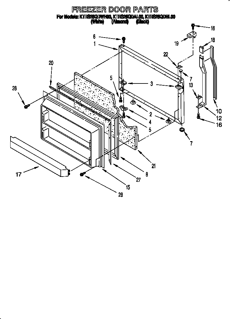 KitchenAid KTRS25QDBL00 freezer door diagram