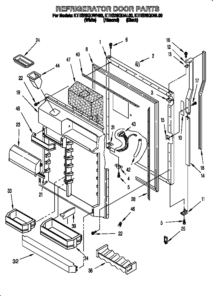 KitchenAid KTRS25QDBL00 refrigerator door diagram
