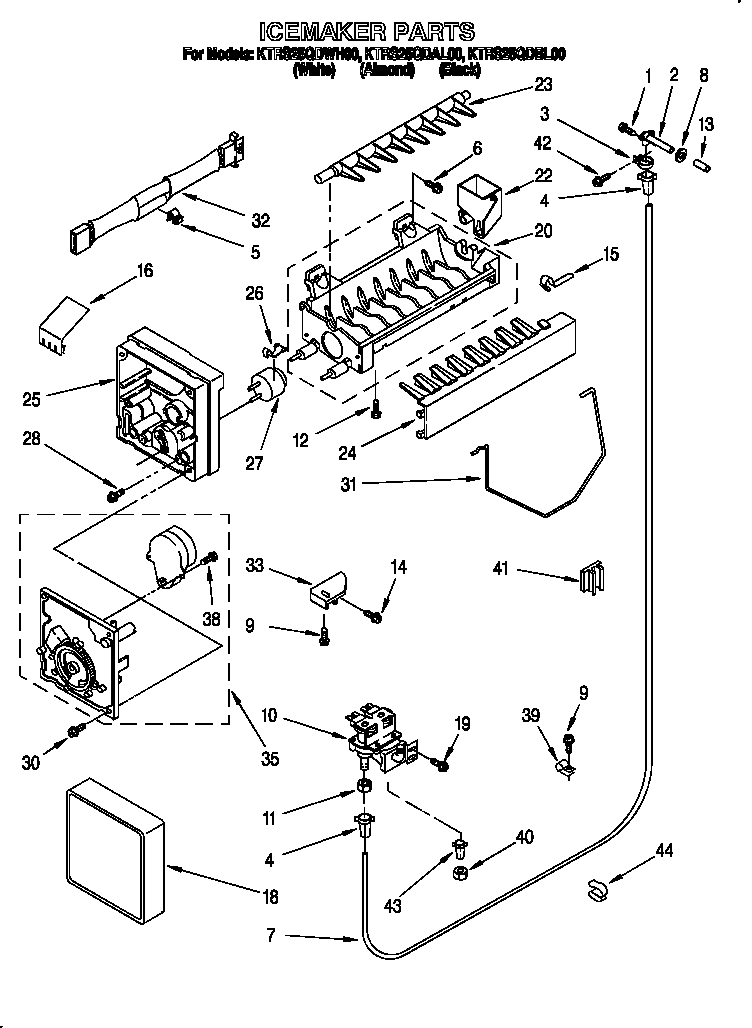 KitchenAid KTRS25QDBL00 icemaker diagram