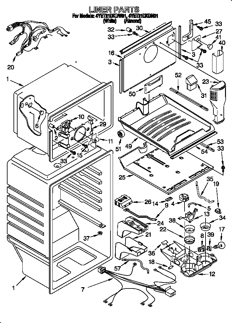 Whirlpool 4YET21DKDN01 liner diagram