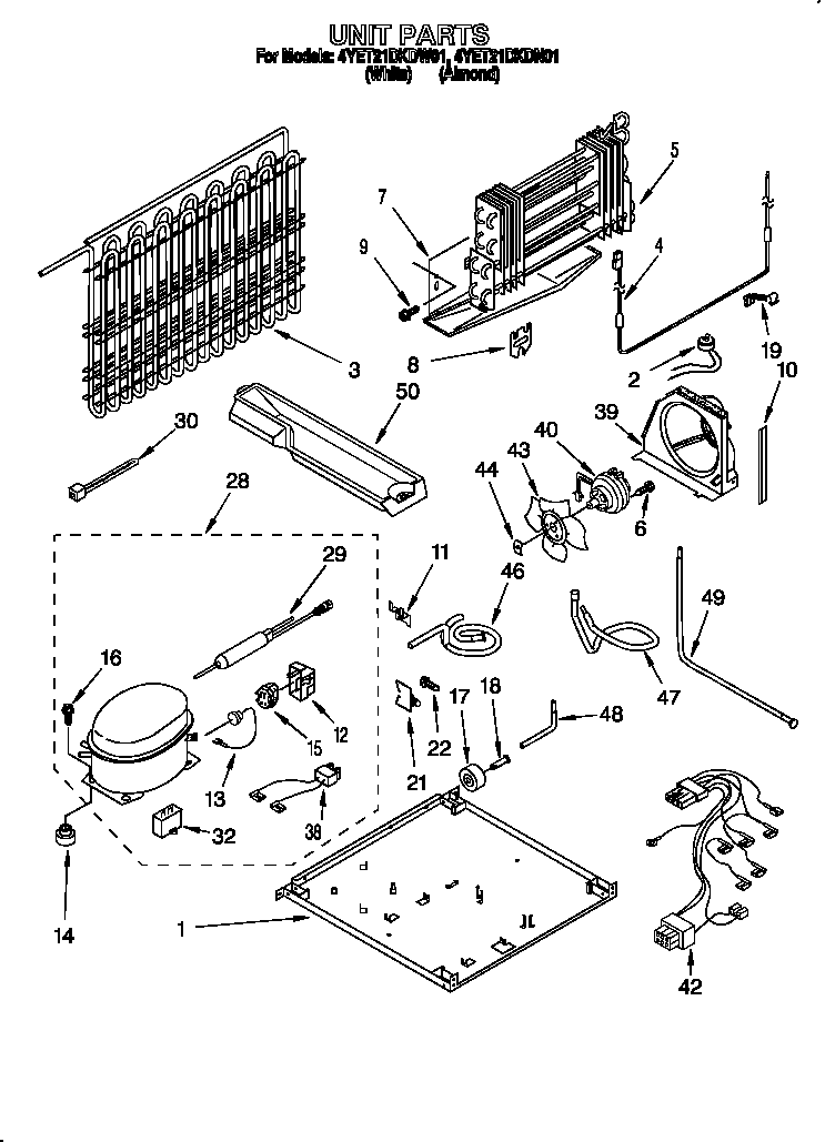 Whirlpool 4YET21DKDN01 unit diagram