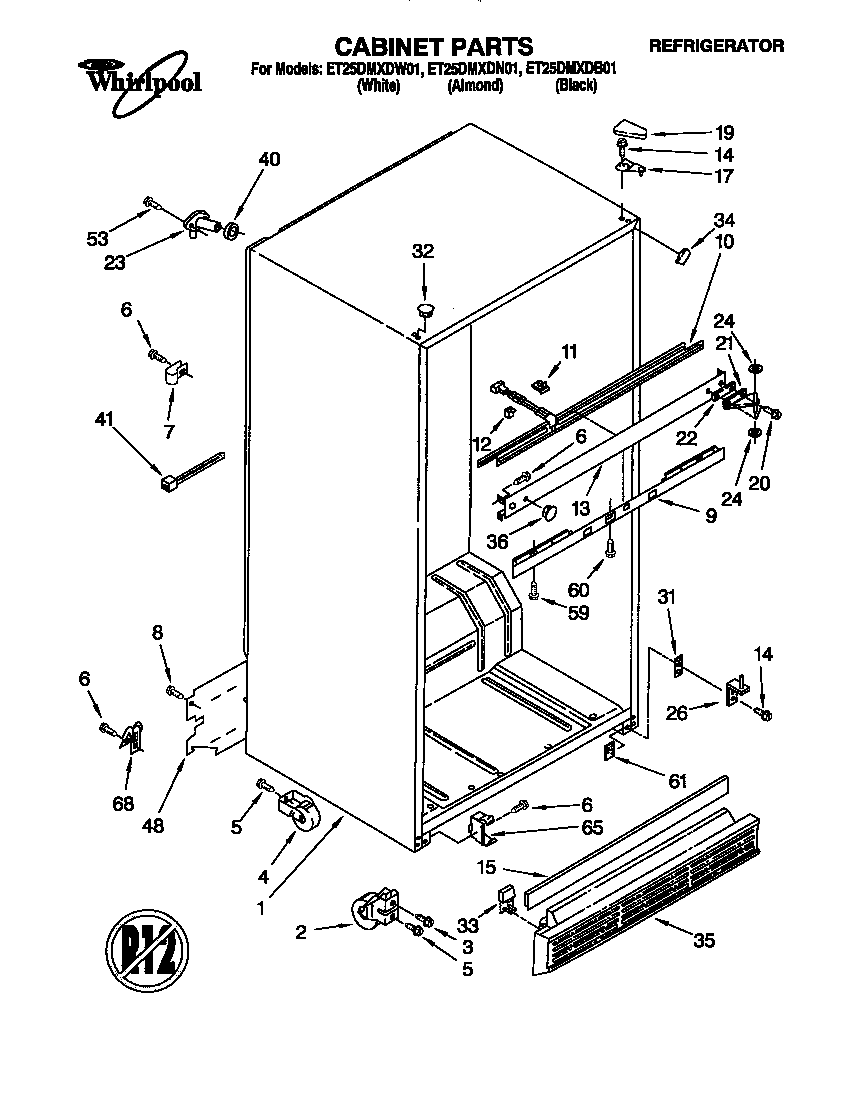Whirlpool ET25DMXDN01 cabinet diagram