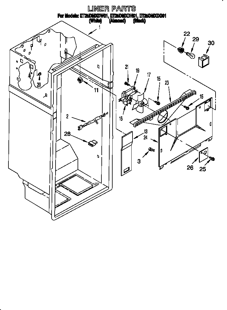 Whirlpool ET25DMXDN01 liner diagram