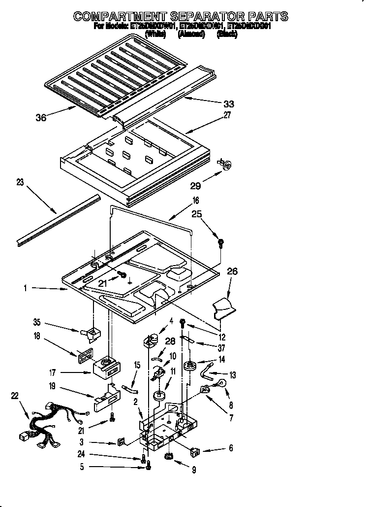 Whirlpool ET25DMXDN01 compartment separator diagram