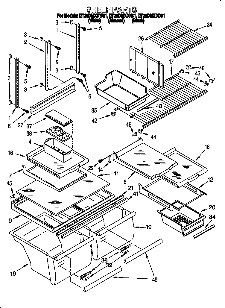 Whirlpool ET25DMXDN01 shelf diagram