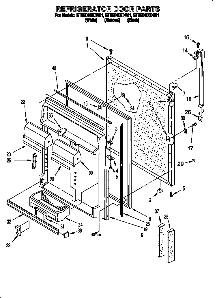 Whirlpool ET25DMXDN01 refrigerator door diagram