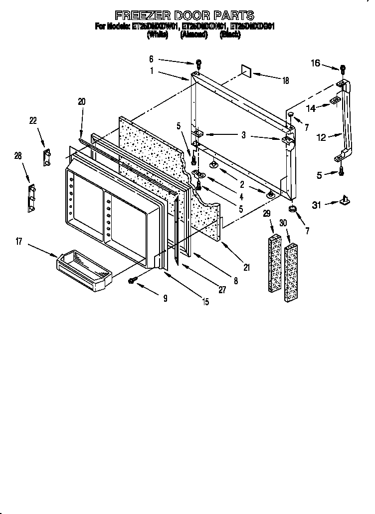 Whirlpool ET25DMXDN01 freezer door diagram