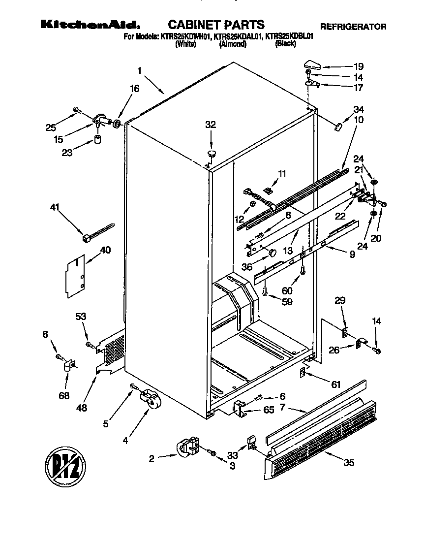 KitchenAid KTRS25KDWH01 cabinet diagram