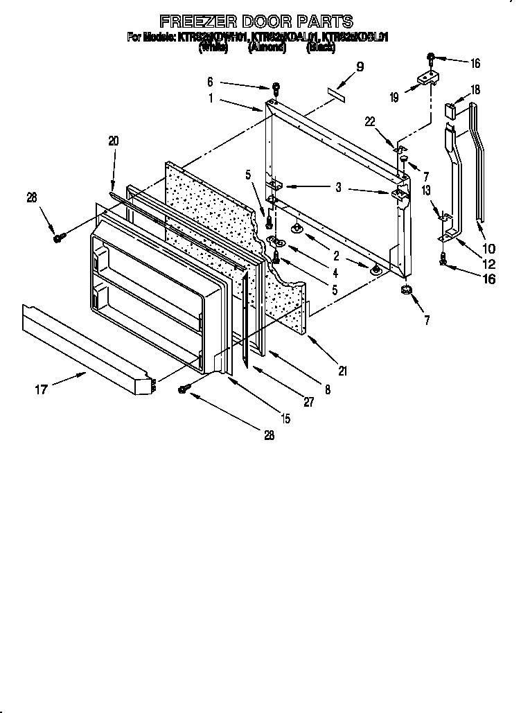 KitchenAid KTRS25KDWH01 freezer door diagram