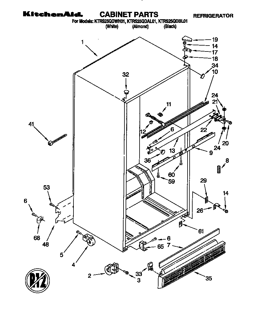 KitchenAid KTRS25QDAL01 cabinet diagram