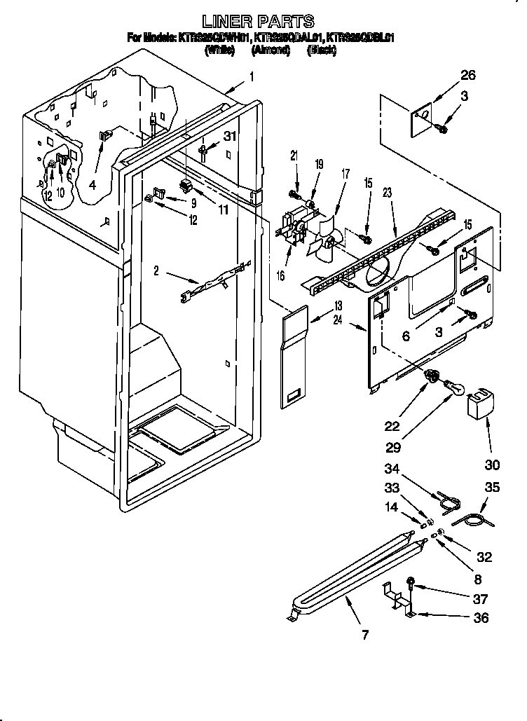 KitchenAid KTRS25QDAL01 liner diagram