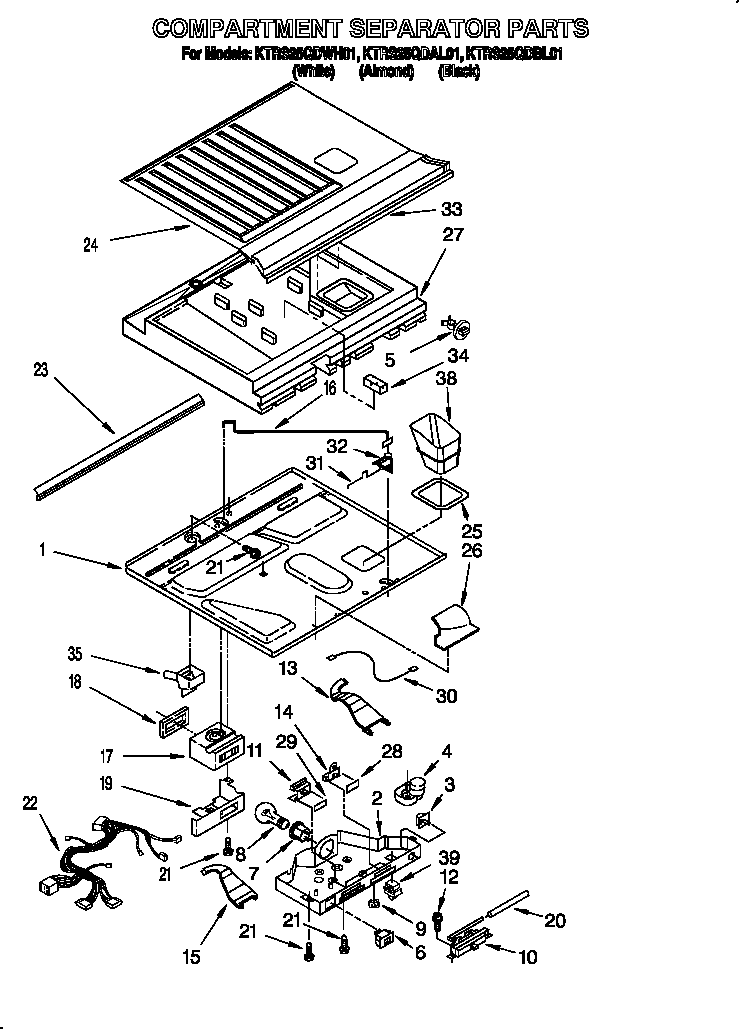 KitchenAid KTRS25QDAL01 compartment separator diagram