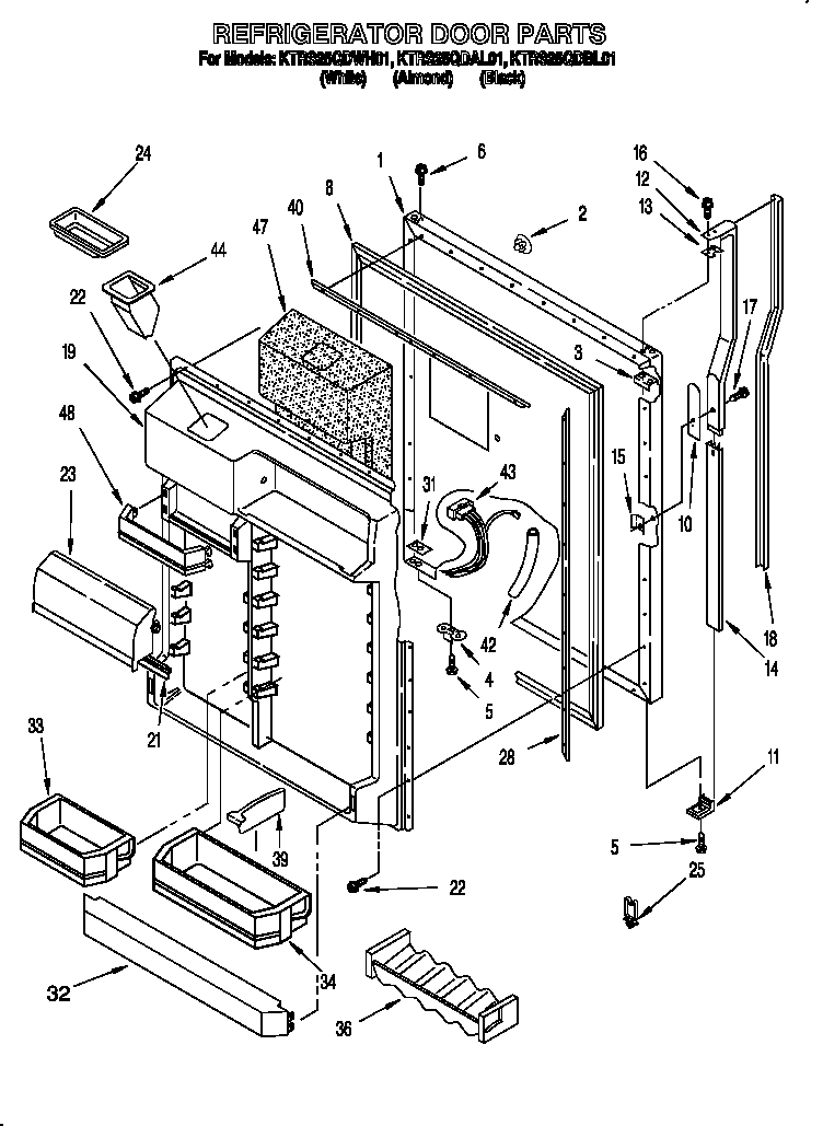 KitchenAid KTRS25QDAL01 refrigerator door diagram