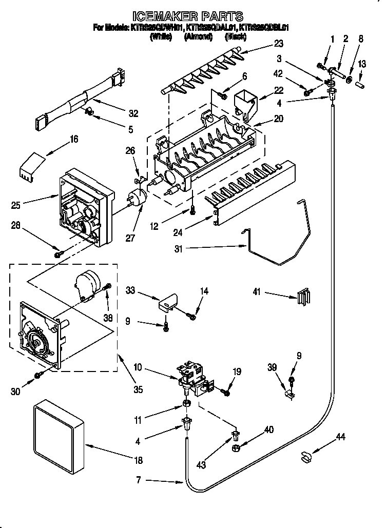 KitchenAid KTRS25QDAL01 icemaker diagram