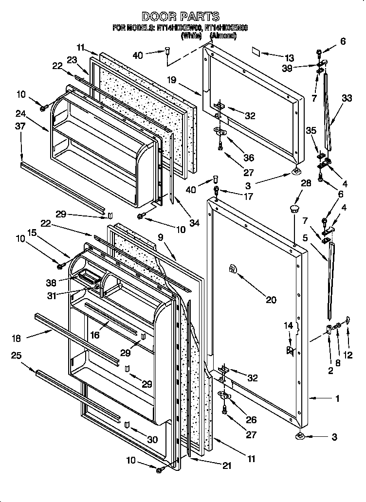 Roper RT14HDXEW00 door diagram