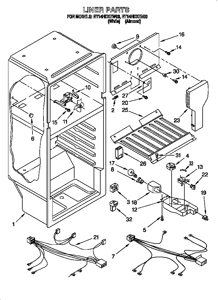 Roper RT14HDXEW00 liner diagram