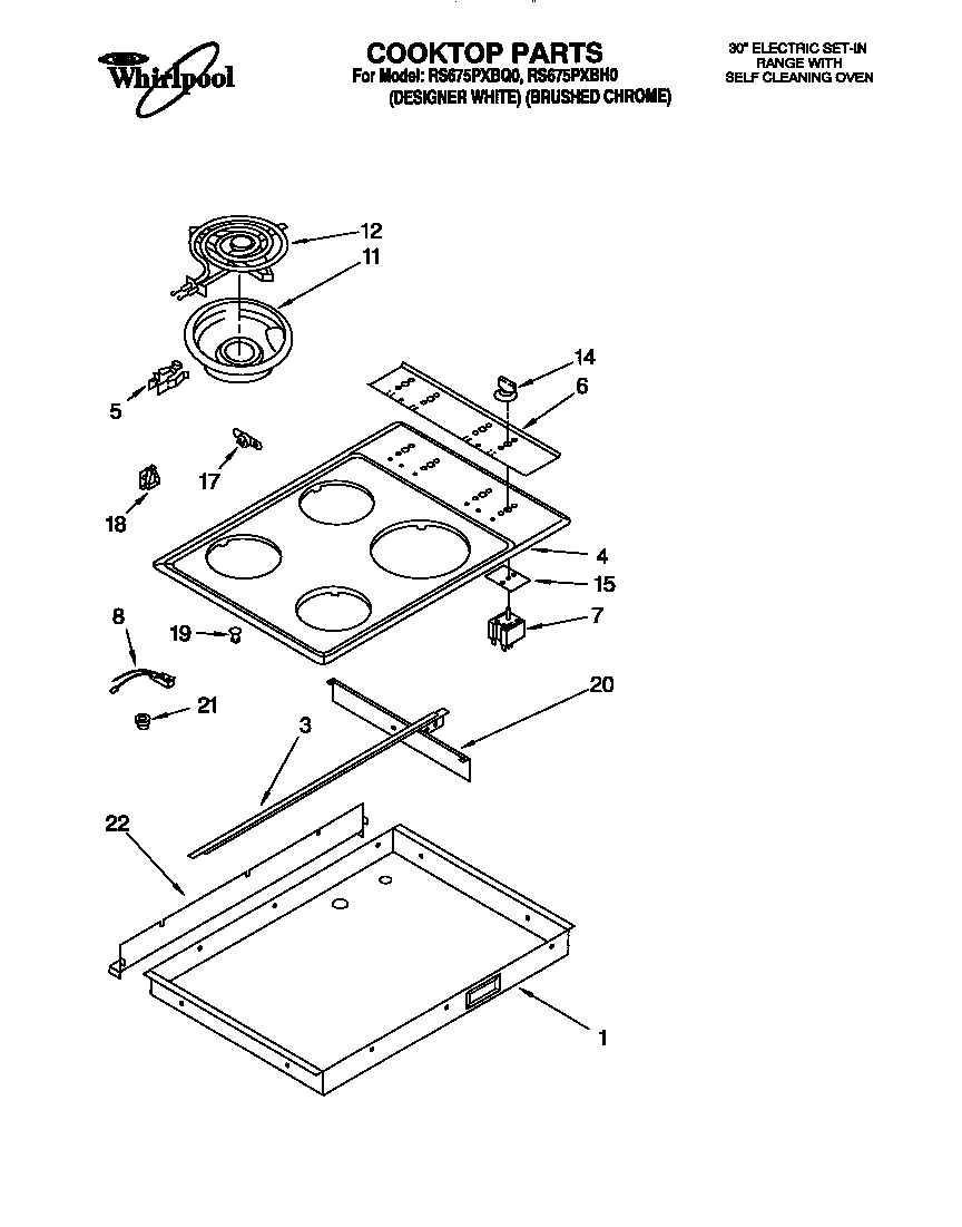 Whirlpool RS675PXBQ0 cooktop diagram