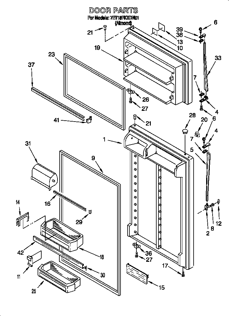 Whirlpool 7ET18PKXDN01 door diagram