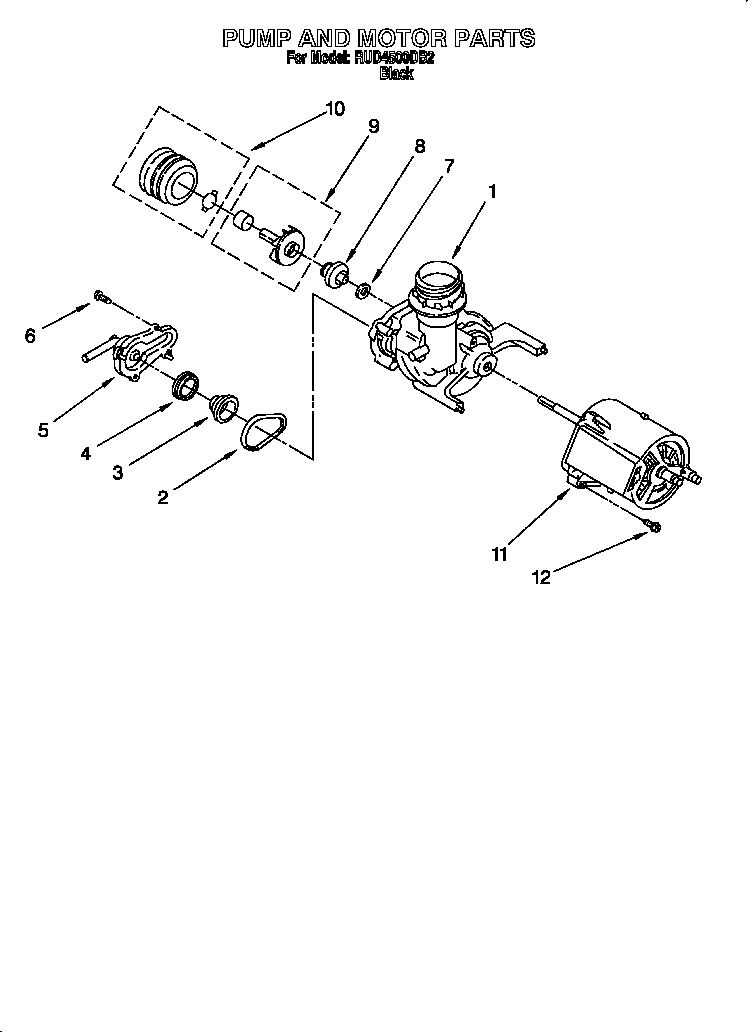 Roper RUD4500DB2 pump and motor diagram