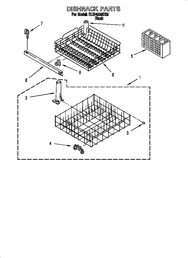 Roper RUD4500DB2 dishrack diagram