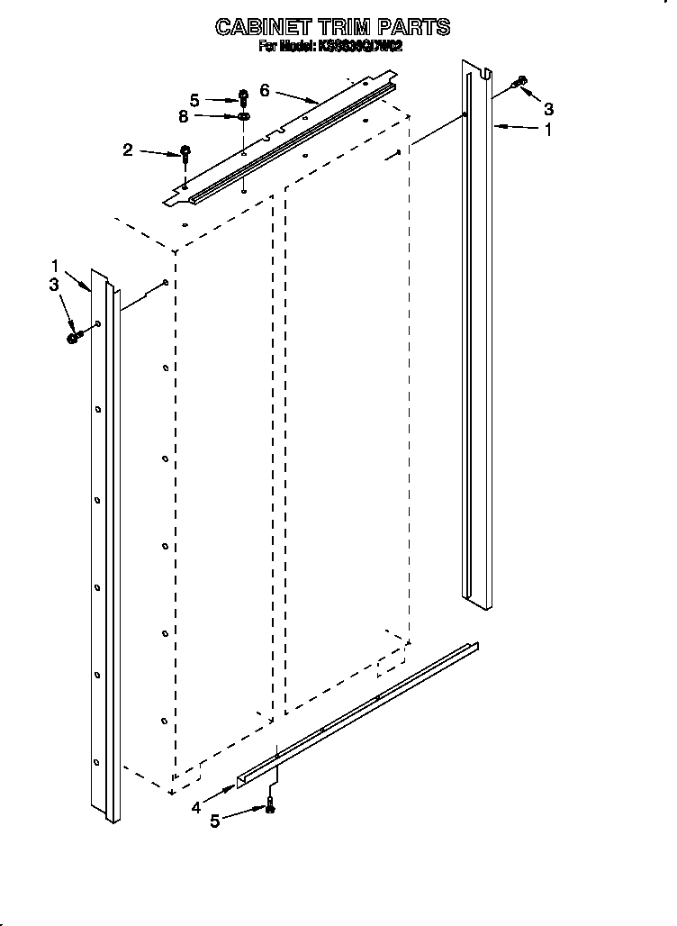 KitchenAid KSSS36QDW02 cabinet trim diagram