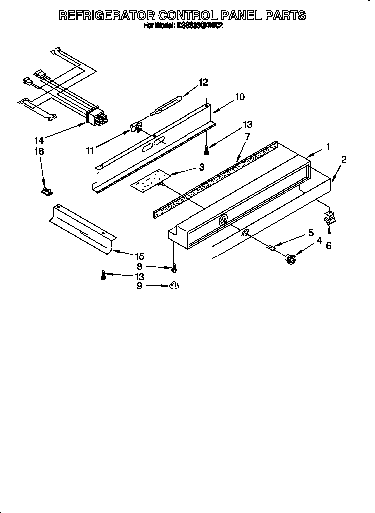 KitchenAid KSSS36QDW02 refrigerator control panel diagram
