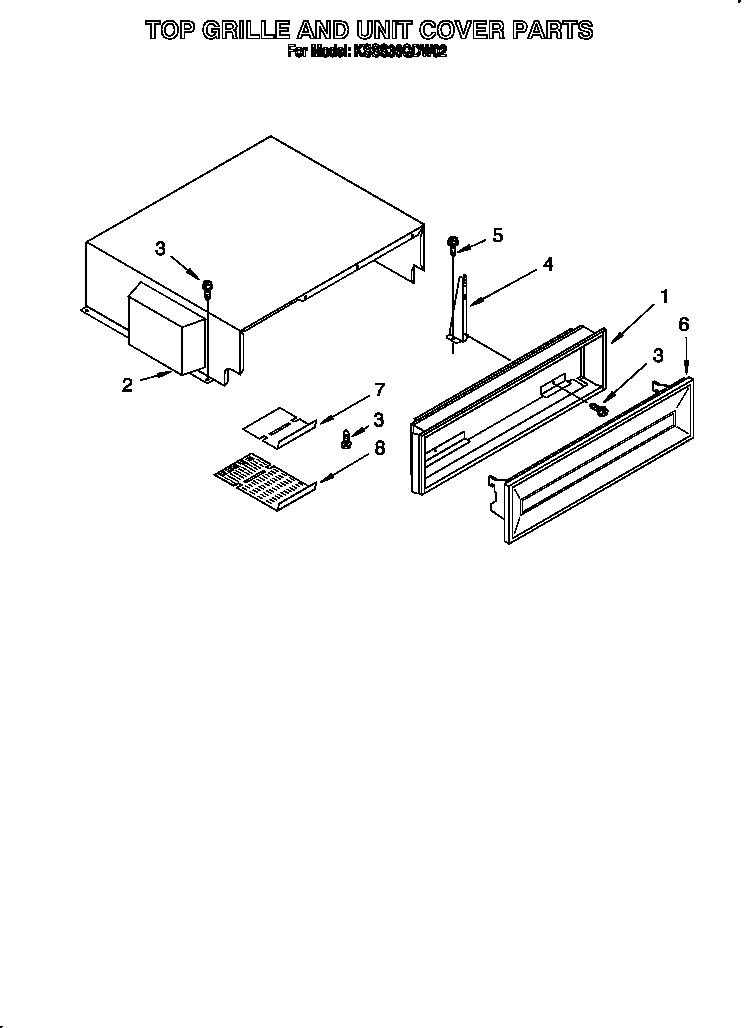 KitchenAid KSSS36QDW02 top grille and unit cover diagram