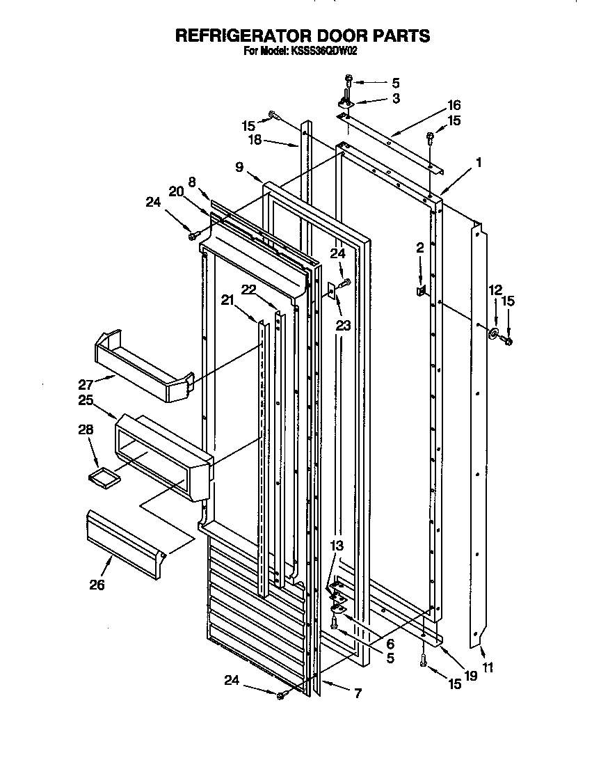 KitchenAid KSSS36QDW02 refrigerator door diagram