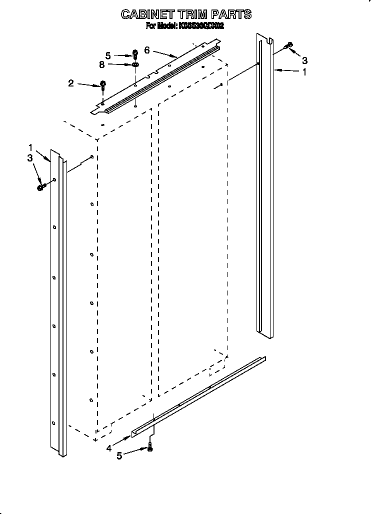 KitchenAid KSSS36QDX02 cabinet trim diagram