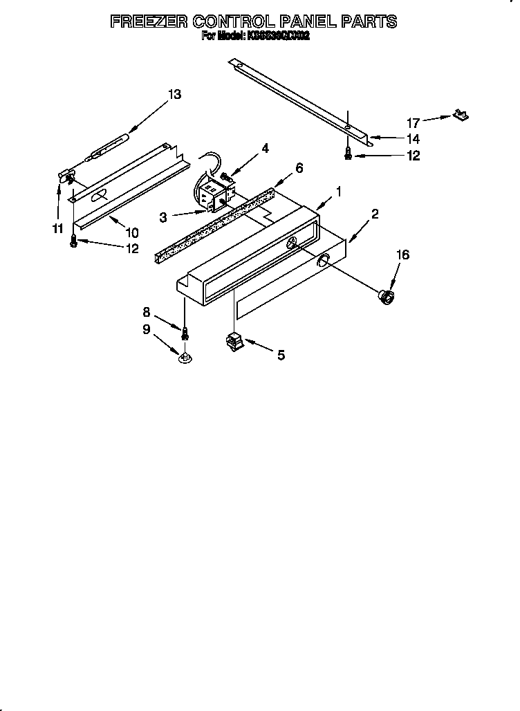 KitchenAid KSSS36QDX02 freezer control panel diagram