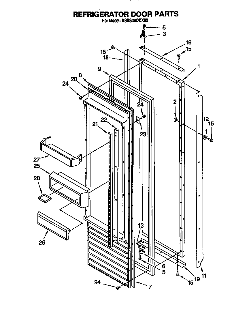 KitchenAid KSSS36QDX02 refrigerator door diagram